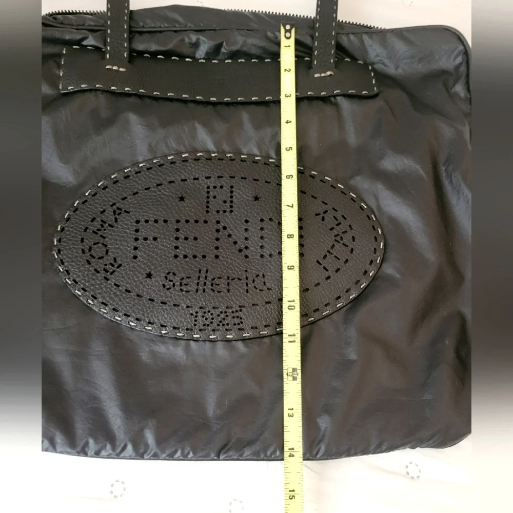Authentic Vintage Fendi Selleria Nylon & Leather Weekender Tote Travel Bag Black